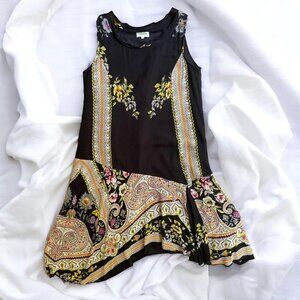 Black midi sundress with asymmetrical hem